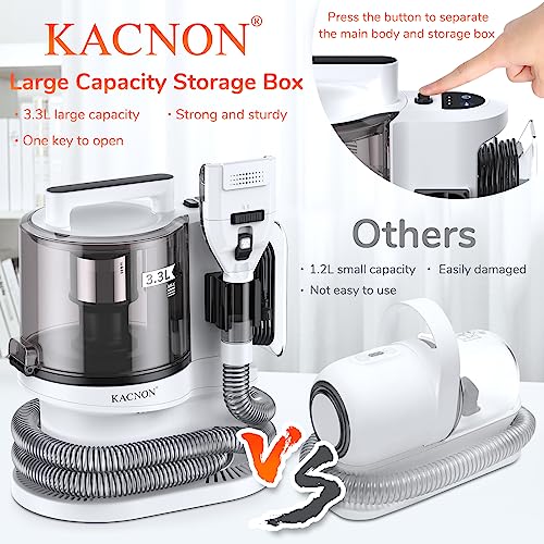 KACNON Hundeschermaschine mit Staubsauger (3.3L,13kPa) - All in one Haustierpflegeset - Leise Schermaschine Hund Katze - Tierhaarstaubsauger Elektrische Haustierbürste