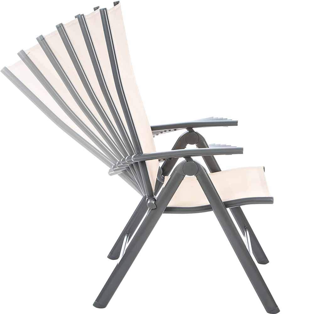 BAKAJI Set 2 Sedie Pieghevoli Struttura in Alluminio Schienale Reclinabile con Braccioli e Rivestimento Texilene per Campeggio Spiaggia Giardino (Beige)