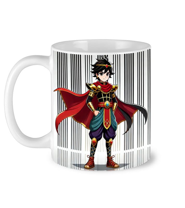 neonsyp Monochrome Anime Girl Coffee Mug - Minimalist Black & White Ceramic Cup with Barcode Art - 330ml Gift for Anime & Aesthetic Lovers-image-21