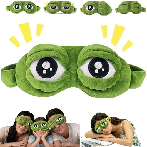3D Frog Eyes Sleep Mask Funny Cute Frog Eye Mask for Sleeping Soft Comfortable Sleep Eye Mask with for Kids & Adults Blackout Sleeping Mask for Travel Nap Night Sleep (Green * 1Pc)
