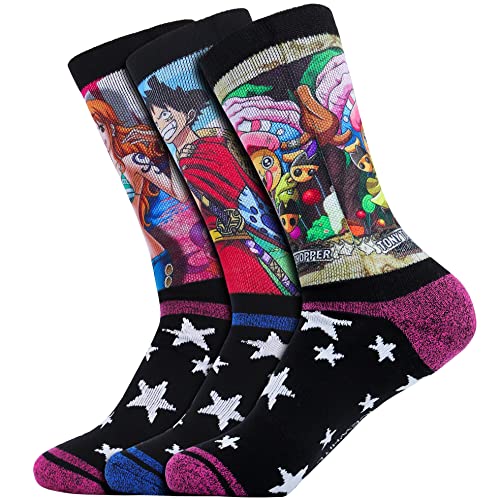 IamaCos Anime One Piece Calcetines Pack de 3, Calcetines Deportivos Elásticos Calcetines Largos...