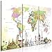Produktbild decomonkey Bilder Weltkarte 90x60 cm 3 Teilig Wandbild Groß Leinwandbild XXL Deko Wohnzimmer Schlafzimmer Büro Wanddeko Leinwand Pictures For Wall Poster Wall Painting Abstrakt Welt Architektur