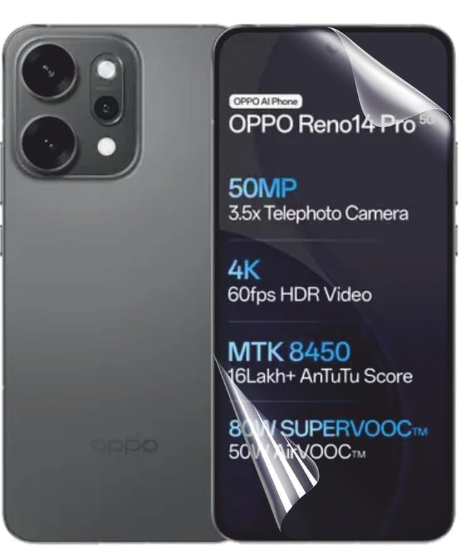 Image of BLACKSHEEP Matte Screen Protector for Oppo Reno 14 Pro 5G Membrane Case Friendly Full Edge to Edge Screen Coverage & Installation Kit-(Pack of 1)