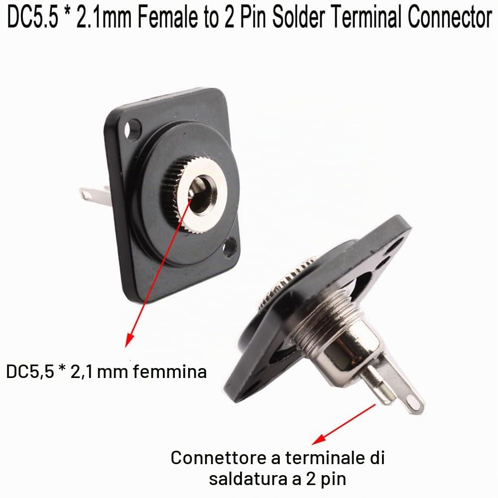 30 Pezzi Connettori DC 5.5x2.1 Mm - Cavo Pigtail E Connettori Da Pannello Per CCTV, DVR E LED, 12V