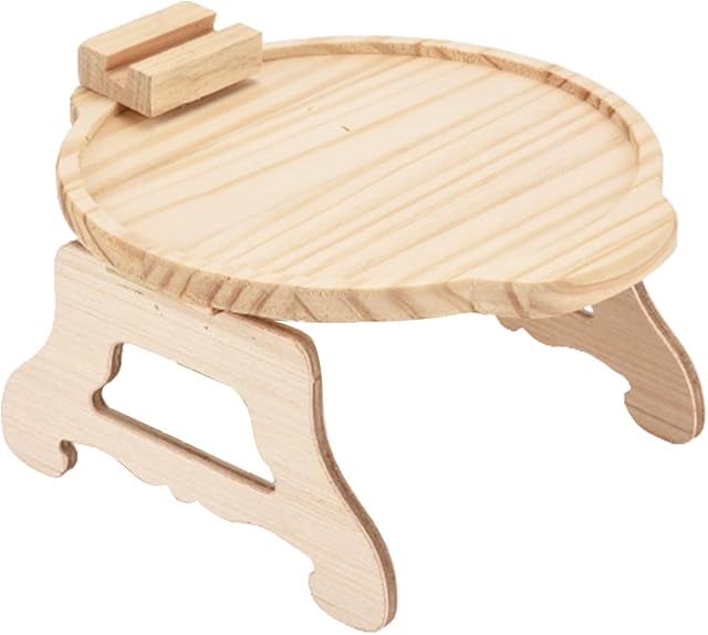 Sofa Arm Tray Table Armrest Tray Bamboo Clip-On Tray Foldable Couch Tray Stable Couch Arm Rest Organizer Round Sofa Clip Table for Drinks Snacks Phone