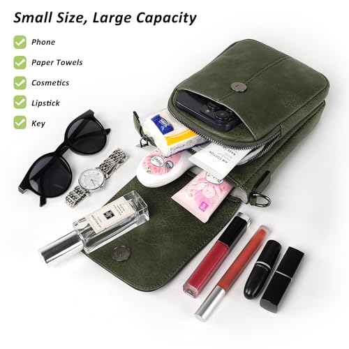 Image of TANTOMI Small Crossbody Bags for Women, Small Purses with Card Slots Phone Purse Wide Adjustable Strap (Dark Green)