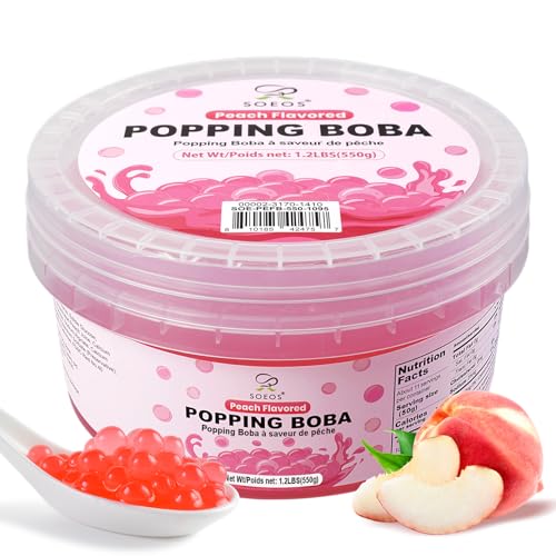 Image of Soeos Peach Popping Boba Pearls, 550g(1.2 lbs)