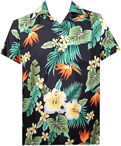 ALVISH Men's Hawaiian Shirt Short Sleeve Button Down Casual Beach Aloha Shirts