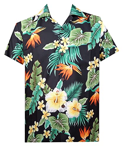 ALVISH Men's Hawaiian Shirt Short Sleeve Button Down Casual Beach Aloha Shirts