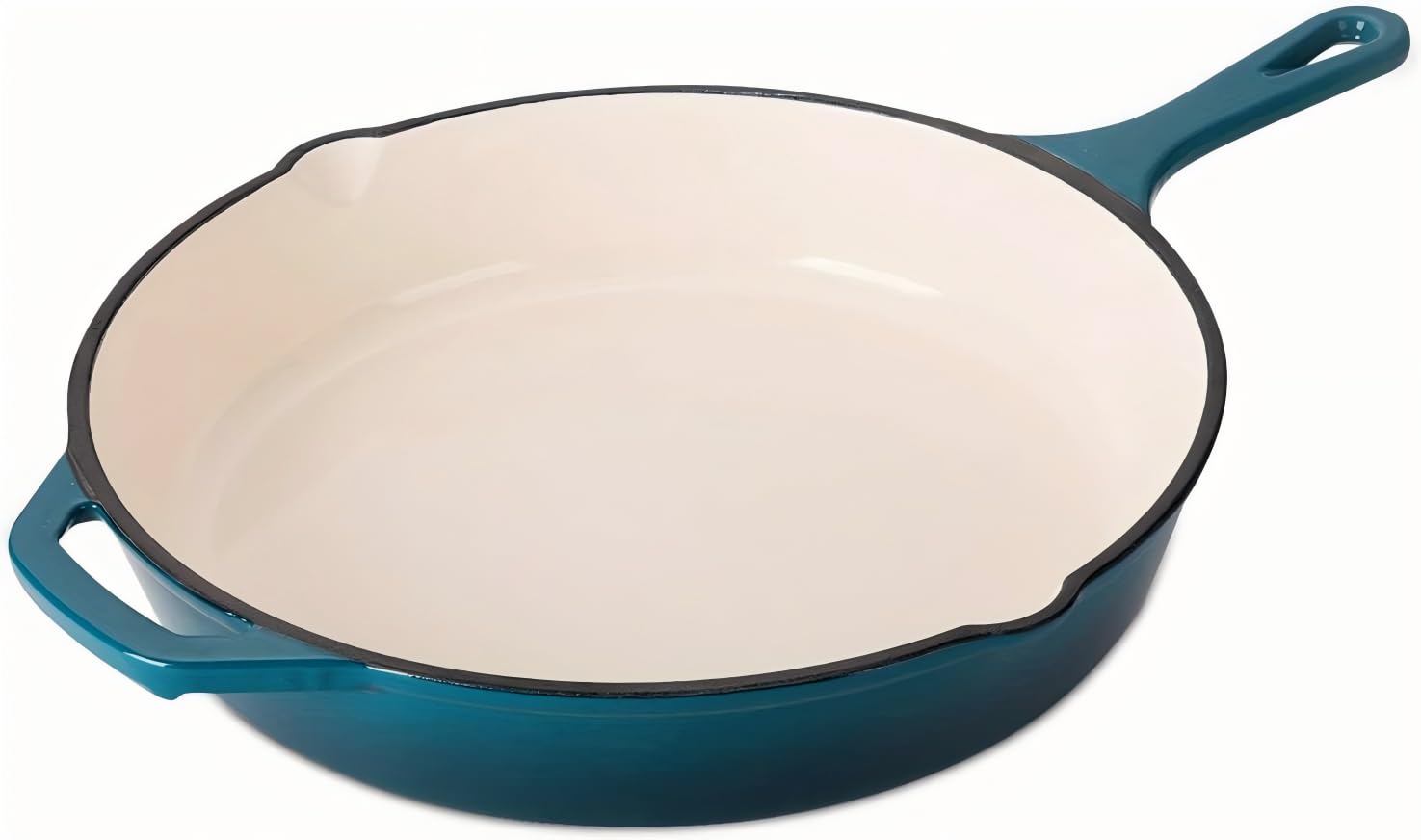 Maldira Enameled Cast Iron Skillet, Non Stick Fry Pan, Induction Compatible (Peacock Blue, 10 inch)
