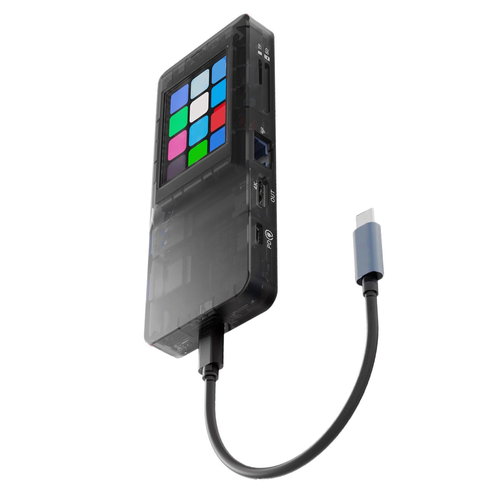 Estación de Acoplamiento USB C, Adaptador de Concentrador USB C LCD con Pantalla Táctil de Carga Rápida de 100 W, Estación de Acoplamiento para Computadora Portátil con Interfaces