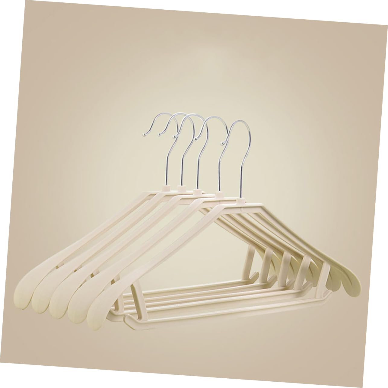 Wakauto 5PCS Heavy Duty Clothes Hangers Skid Suit Hangers for Shirts Sweaters Dresses Khaki Drying Rack Hooks for Closet Organization