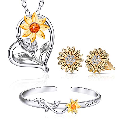 Jewelry Set Sunflower Earrings Bracelet Necklace