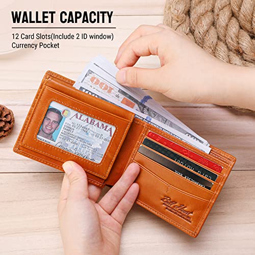 Wallet with Chain for Men, RFID Blocking Genuine Leather Bifold Wallet with Sturdy Chain (Brown)3