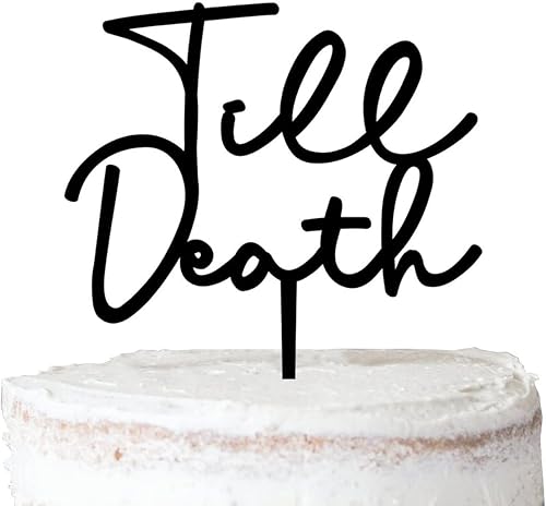 Decoración acrílica personalizada para tartas de boda, silueta negra hasta la muerte, decoración de tartas, suministros de fiesta para boda,