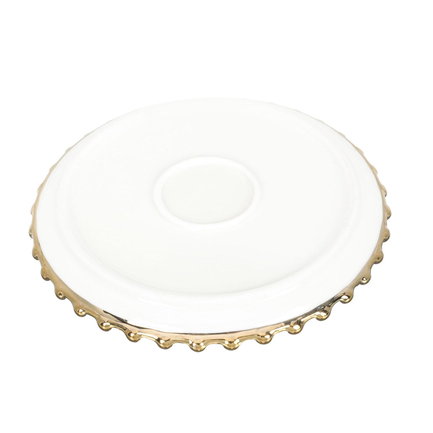 Cabilock Ceramic Snack Plate with Elegant Edging Style Round Dish for Breakfast Appetizers Scratch Resistant Tableware for Family Dining for Serving Fruits