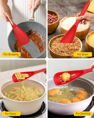 Image of BUNDLEPRO Silicone Cooking Spoons for Nonstick Cookware, One-Piece, 2 Pack