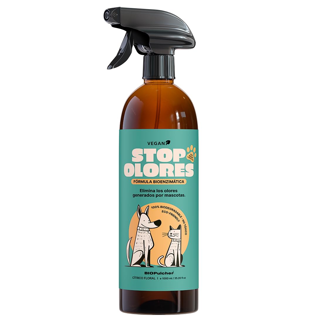 STOP OLORES Neutralise les odeurs générées par les animaux domestiques, tissus, lits, canapé, voiture, bioenzymatique, végétalien, biodégradable
