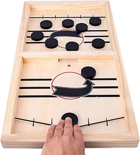 moopok Fast Sling Puck Game,Wooden Hockey Game Sling Puck.Desktop Battle Wooden Sling Hockey Table Game,Adults and Kids Family Games