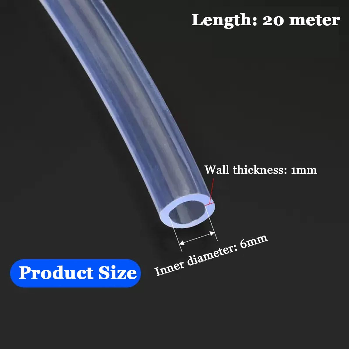 Tubo De Vinilo Transparente 6 Mm X 8 Mm, Manguera De Agua Flexible 20 Metros