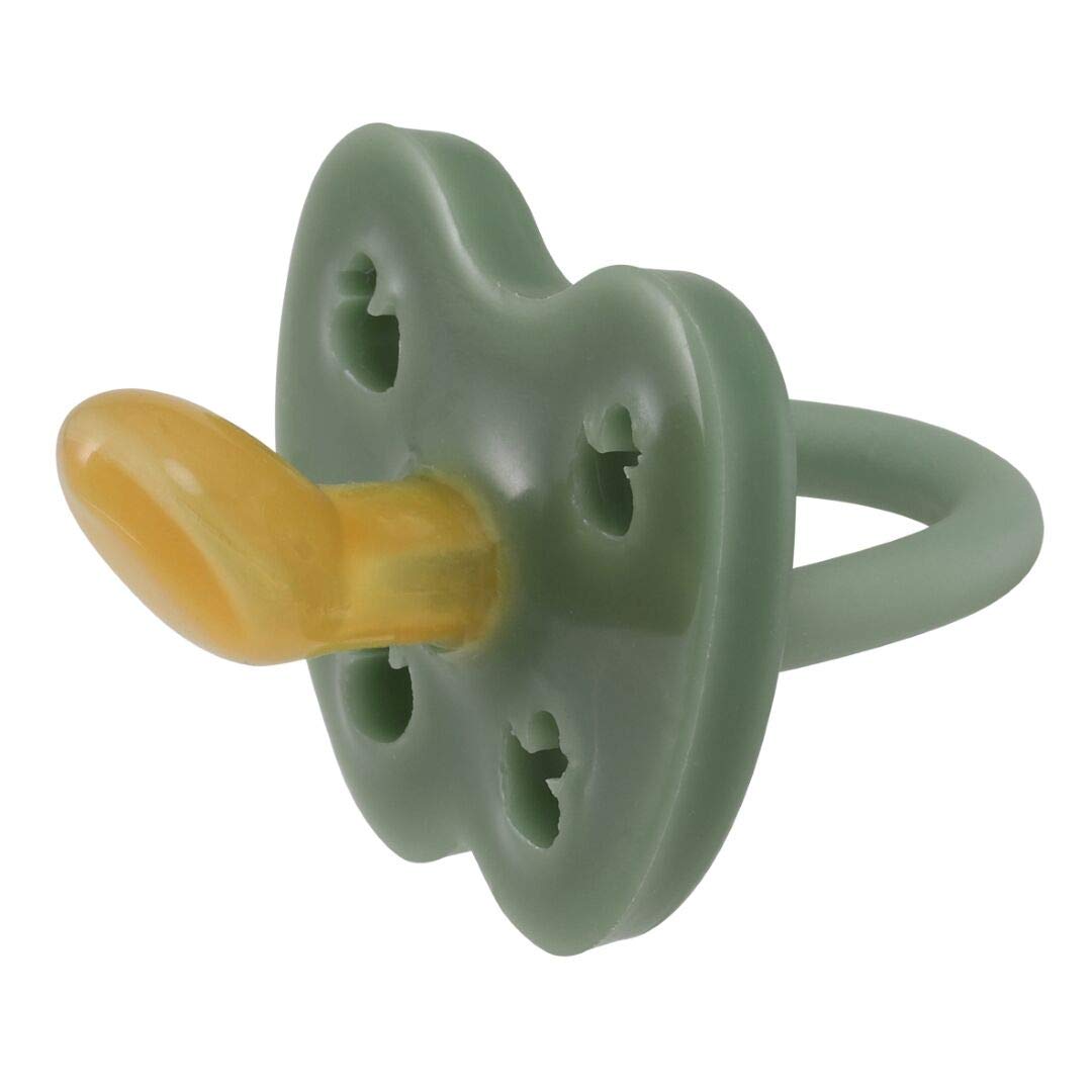 HEVEA Natural Rubber Pacifier Orthodontic 3-36 Months – Hygienic One Piece Design for Newborns to Toddlers, BPA-Free, Soft & Durable – (Moss Green)