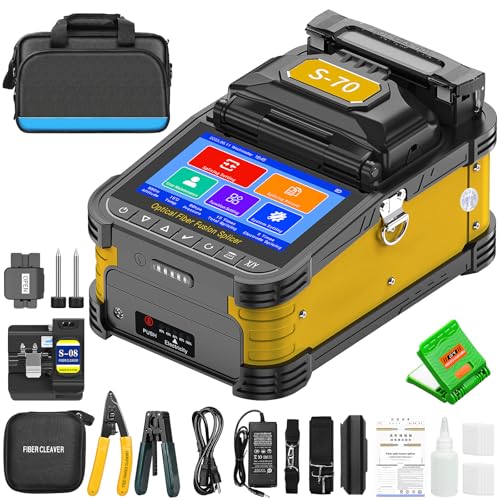SAIVXIAN SM&MM Six Motor Core Alignment Fiber Optic Fusion Splicer S-70 5-Inch Touch Screen Fully Automatic FTTH Fiber Optical Welding 8S Fast Splicing 18S Heating Equipped with SOC Fixture