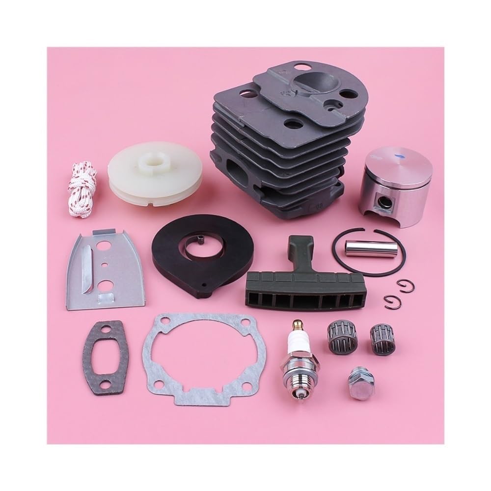 Kit de pistón de Cilindro de 46 mm con polea de Arranque por Retroceso, empuñadura y Cuerda. Compatible con motosierras 55 y 51. Pieza de Repuesto.
