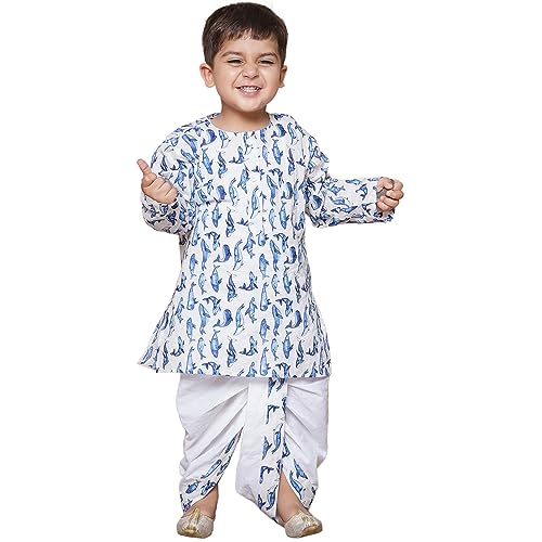 Image of AJ DEZINES Kids Ethnic Wear Pure Cotton Dhoti Kurta Set For Boys