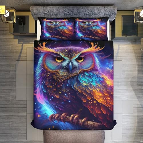 Housse de couette doux microfibre coton Nebula Hibou zippée - 3