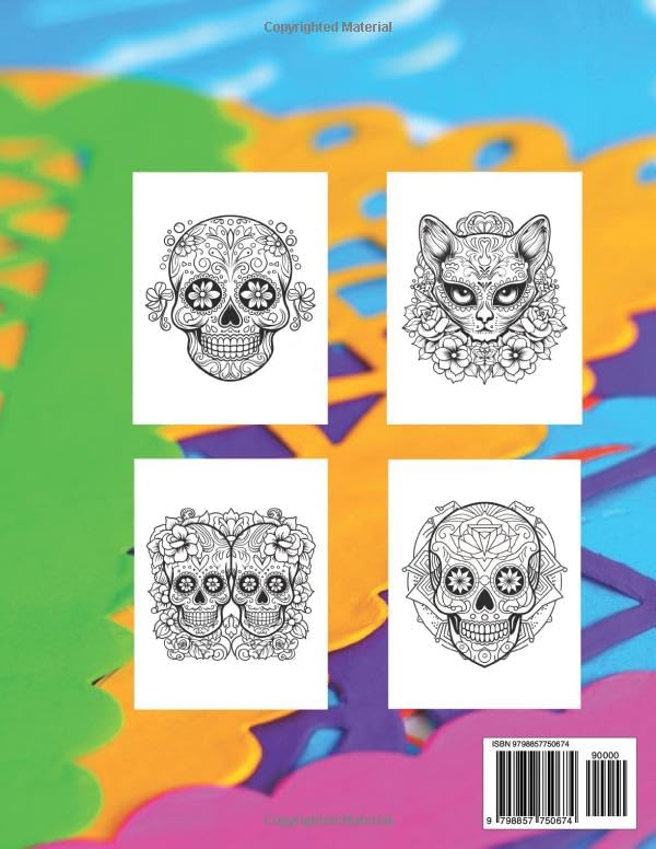 Miniatura 2 de Dia De Los Muertos Sugar skull coloring book for all ages 30 Sugar skulls for all ages to color with quotes and facts about sugar skulls.
