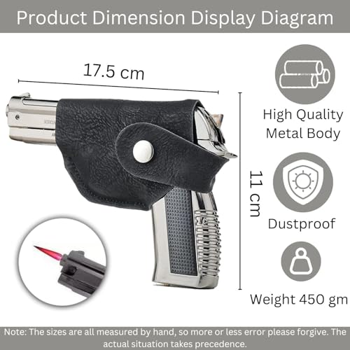 Image of Heavy Metal Pistol Gun 608 with Lighter Barrel Pull Back System Gun Lighter Stee Pocket Lighter (Silver)