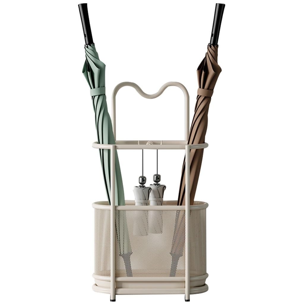 SBZIOJHDR umbrella stand, Cat Ears Simple Umbrella Stand, Wrought Iron, Practical(Beige white)