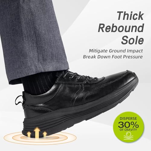 Men's Orthopedic Leather Dress Fashion Sneakers: Comfortable Plantar Fasciitis Business Walking Shoes with Arch Support, Orthotic Flat Feet Thick Sole Sneakers for Foot and Heel Pain Relief 6