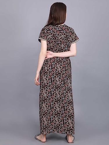 Image of Evolove Women's Cotton Long Maxi Night Gown Nighty Dress with Pocket, Super Soft Comfortable (LNG-Cotton-2)