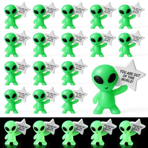 Gejoy 25 Pcs Mini Alien Figures Positive Gift Motivational Message Decorations Inspirational Rubber...