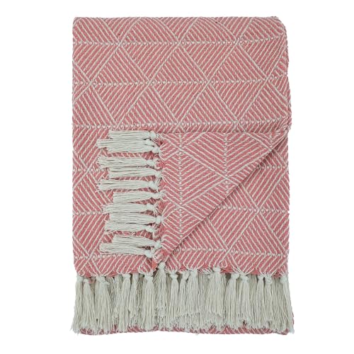 Image of HAKAM Diamond Woven Throw Blanket | 150x200 cm | Pink Sofa Cover, Bed, Chair & Travel - Ideal for All Season | Pack of 1