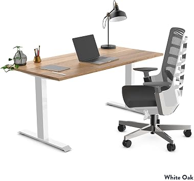 Desky Zero Hardwood Office Desk 48 x 30 in Solid Wood Fixed Height Table with White Ash Finish Durable Steel White Frame & Cable Management Home Office Furniture