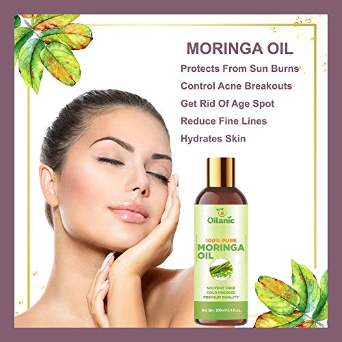 Image of Pure & Natural Moringa Oil for Women and Men | Organic Cold Pressed Moringa Seed Oil for Hair Growth, Hair Fall Control, Face, Skin & Body Care | Chemical Free | Pack of 1 100ml