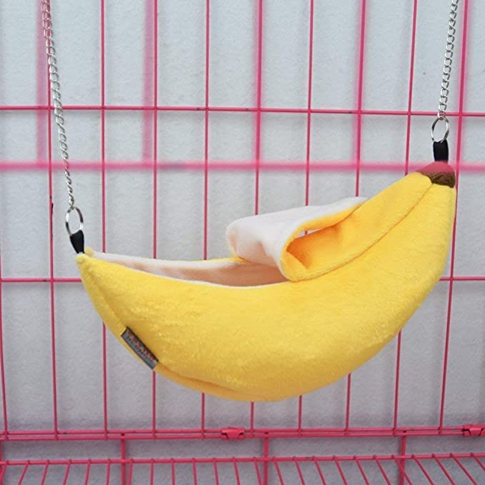 AIMICOCA Banana Hamster Bett Haus Hängematte Kleintier Warm Bett Haus Käfig Nest Zubehör für Zuckergleiter Hamster