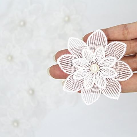 SUNMOVE 10pcs Embroidery Pearl Flowers Sew On Patch Badge Wedding Bridal Dress Embroidered Applique DIY Cover
