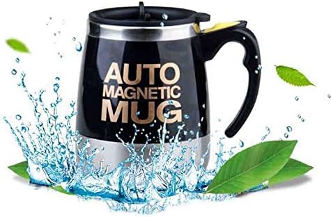 Miniatura 2 de Mengshen Taza de café autoagitadoramezcla magnética automática del té de chocolate caliente de la proteína del cacao 13.5 fl oz, A006M negro, Taza