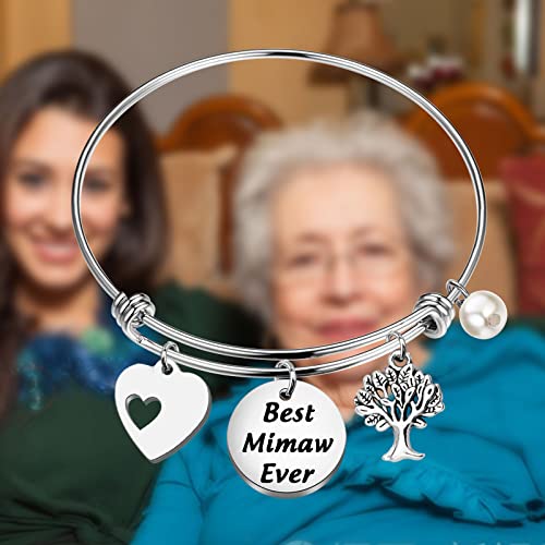 Image of LQRI Mimaw Gifts Best Mimaw Ever Bangle Bracelet Mawmaw Gift Grandma Birthday Gifts from Grandchildren Best Mamaw Ever Gift