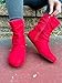 Forever Selena-58 Women's Fashion Mid Calf Flat Heel Side Zipper Slouch Boots Red Suede 7