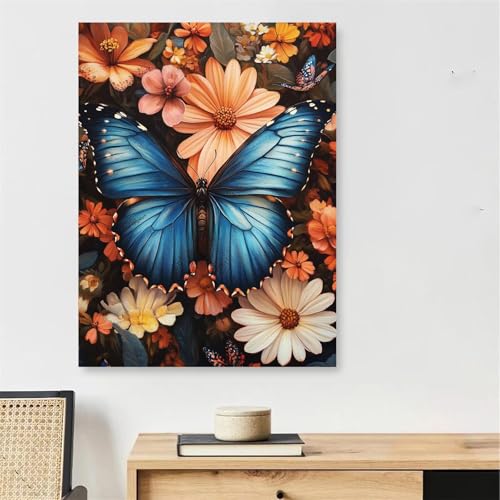 Peinture par numéro avec cadre inclus pour débuter facilement l'art de la toile papillon