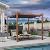 PURPLE LEAF 10' x 10' Outdoor Retractable Pergola with Sun Shade Canopy Metal Shelter for Patio Garden Pavilion Natural Wood Grain Frame Gazebo Modern Backyard Grill Pergola, Navy Blue