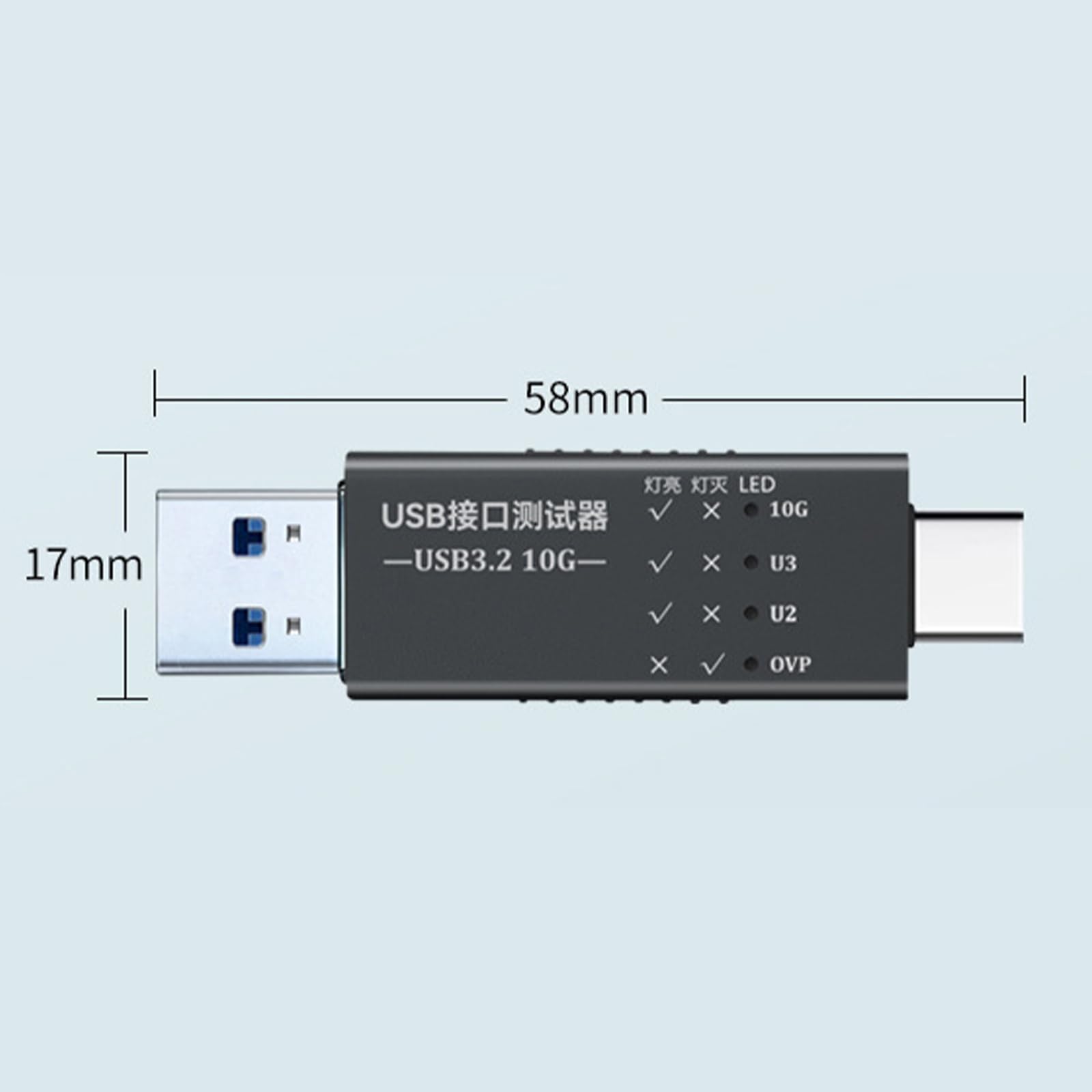USB C a USB 3.2 interfacce tester rivelatori con display a LED per ricarica rapida e trasferimento dati fino a 10 Gbps di tipo C display a LED