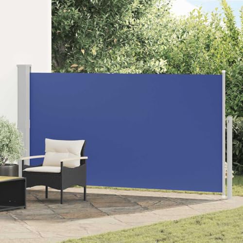 Seitenmarkise 160x300 cm Blau, UV-beständiger Polyesterstoff, mit Stahlrahmen, Außenmarkise für Balkon Terrasse Garten, idealer Sichtschutz Windschutz Sonnenschutz für Privatsphäre