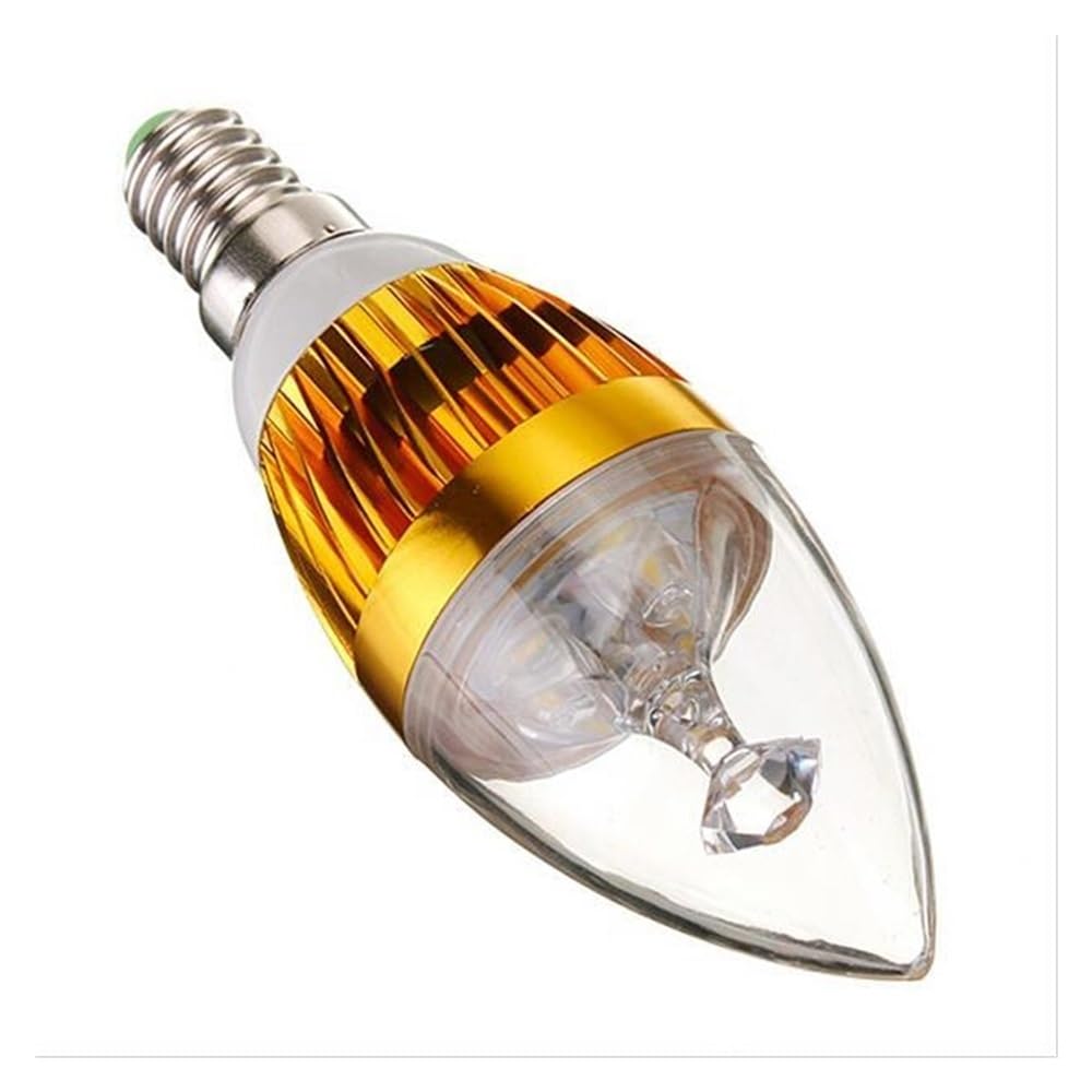 Fengyan Bulbi Domestici 50pcs / lot. AC85-265V 6W E14. Lampadina a candela a vite 3x2w Lampadina a candela a LED for interni caldo super puro bianco ( Colore : Gold shell , Dimensione : Blanc )