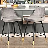 Swivel Counter Height Stools Set of 2 - Swivel Bar Stools Barstools Velvet Counter Stools for Kitche