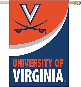 NCAA University of Virginia House Flag, 28 x 44, Double Sided Garden Flags for Outside, Outdoor College Flags & Banners for Gardens Patio, Indoor Wall Decor Flag for Room